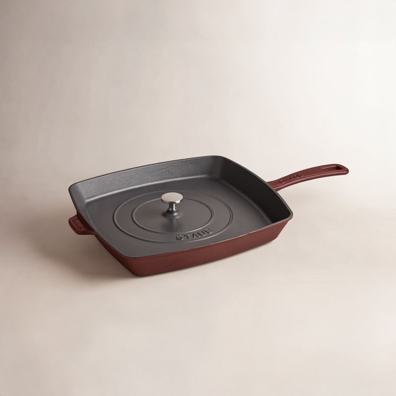 Staub Cast Iron Square Grill Pan, Grenadine
