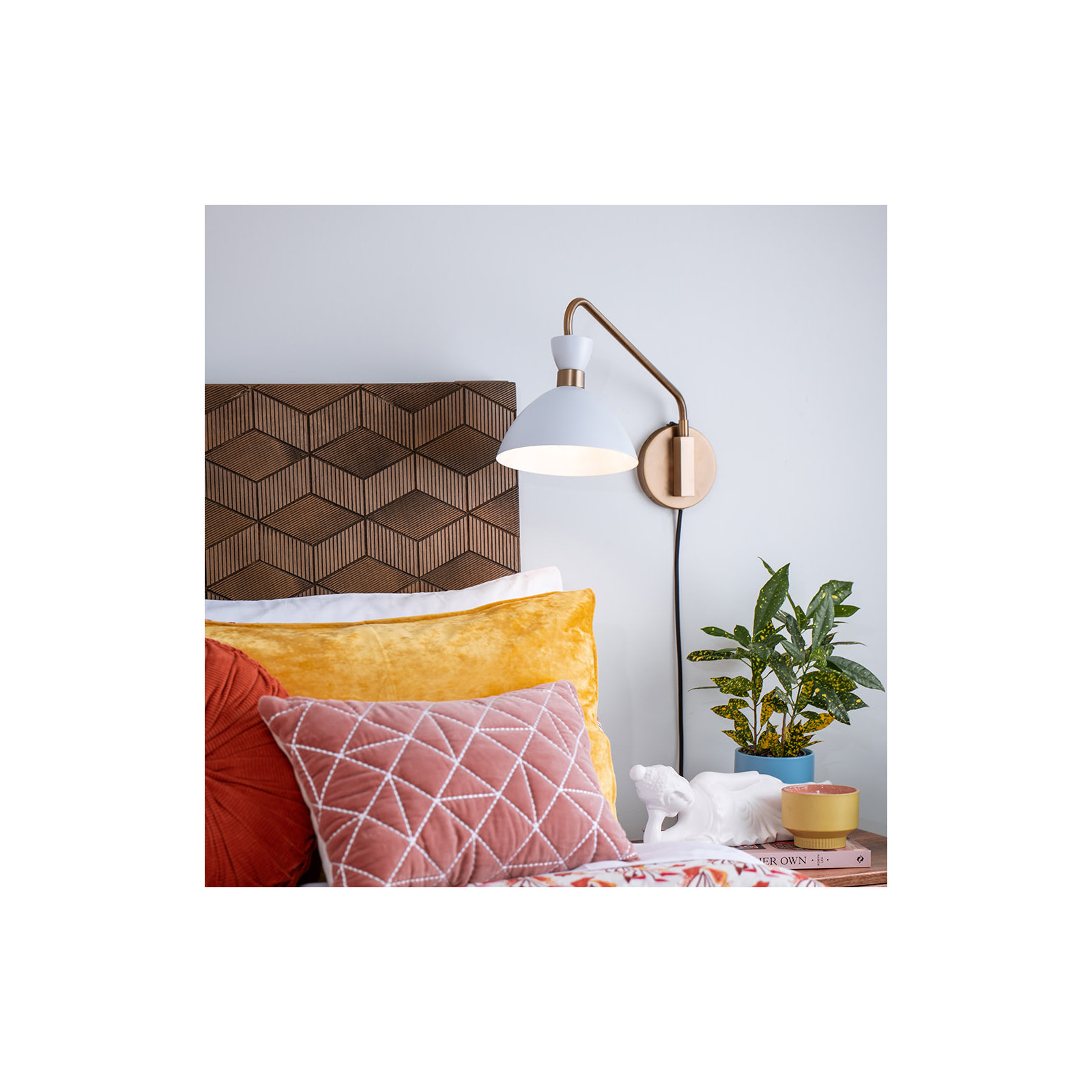 Kiyana Single Light Dimmable Swing Arm Sconce, Matte White