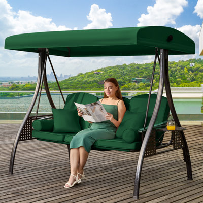 Balancelle de patio à 3 places avec auvent ajustable Arlmont & Co.