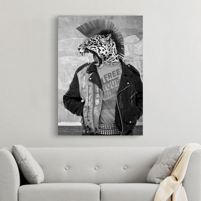 Leopunk 1 Piece Wrapped Canvas Wall Art