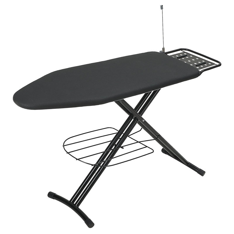 Large Black Heavy Duty Ironing Board with Adjustable Height and Storage Tray