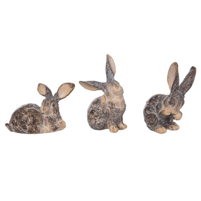 Ensemble de 3 lapins ludiques en résine