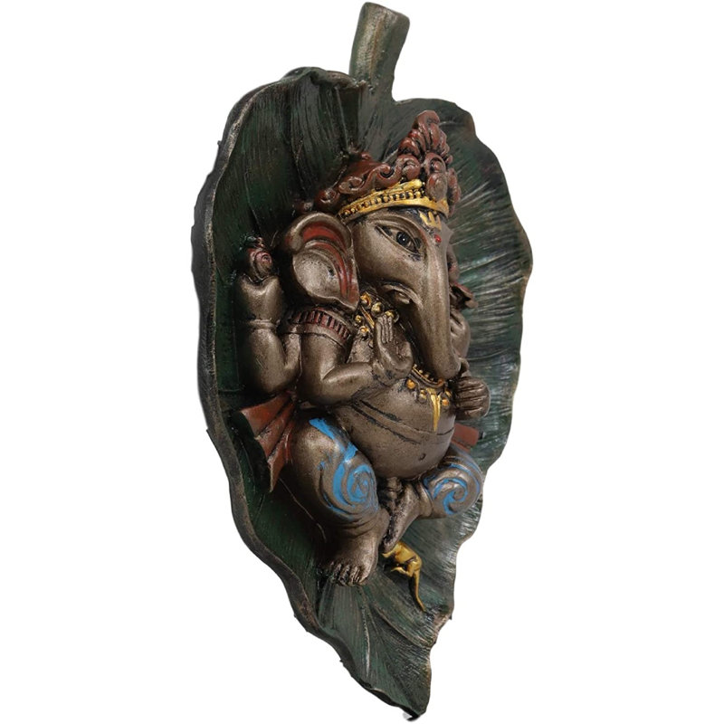 Figurine Ganesha sur feuille de banian Peepal