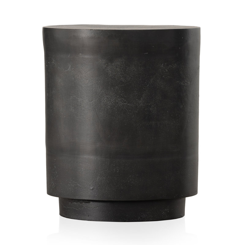 Javi Outdoor Round Side Table, Matte Black, Matte Black