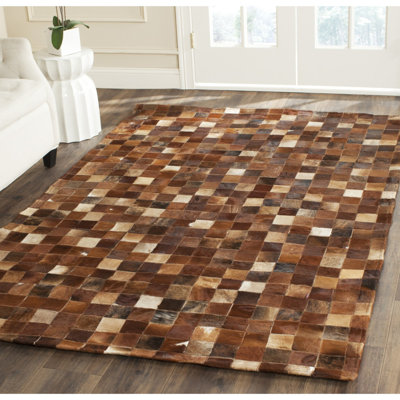 Barr Hand Woven Leather Geometric Rug