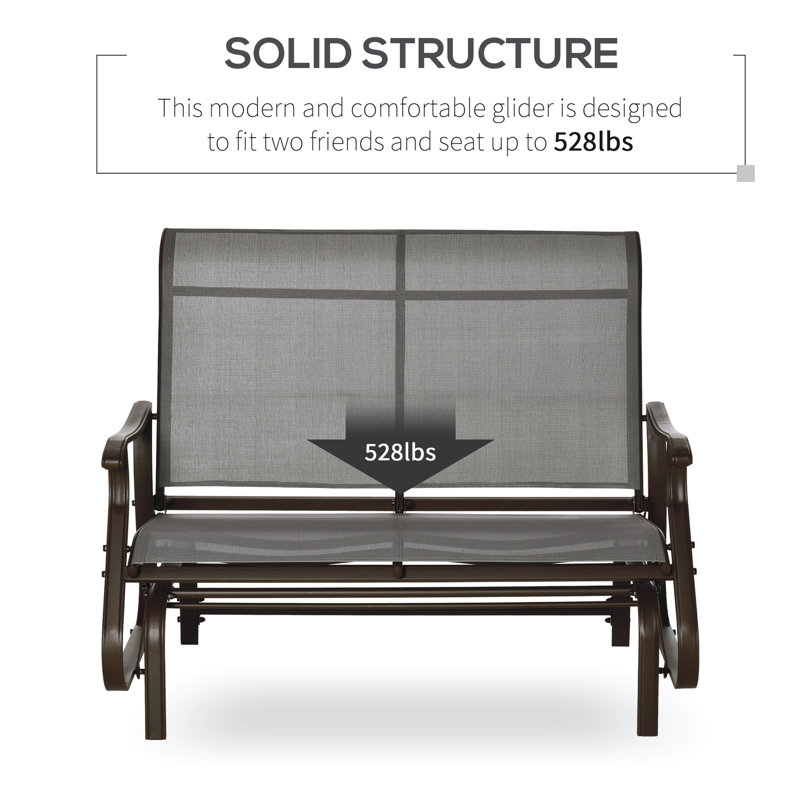 Balançoire pour 2 balançoires de jardin, chaise de patio en acier thermolaqué et filet gris, pour la cour arrière, la pelouse, le banc d'extérieur, la structure et le jardin gris, la véranda, le patin agréable