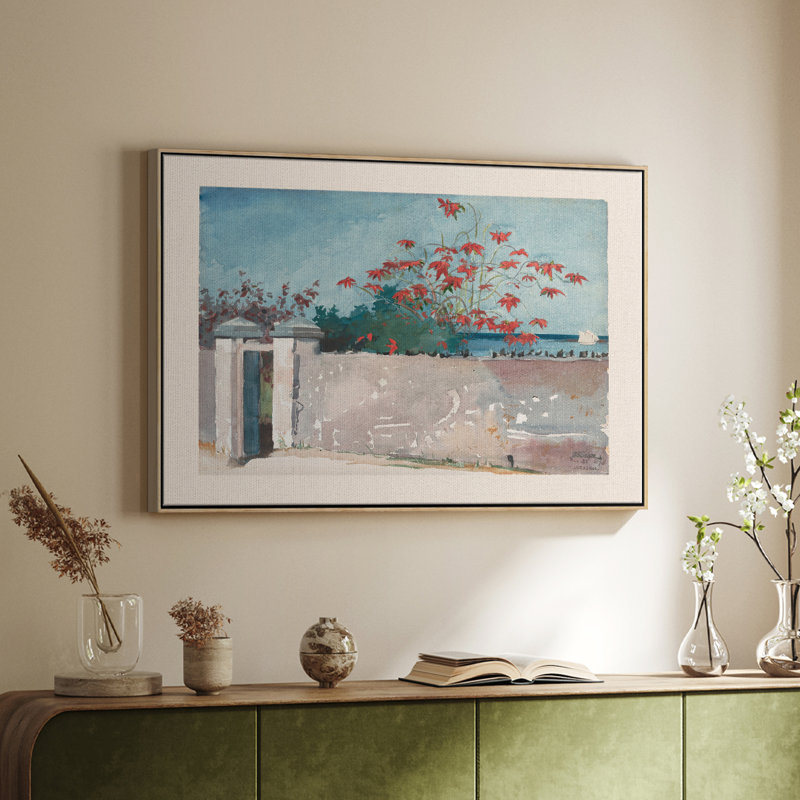 Botanique rétro - Lxx, H 27 po x l 41 po x P 2 po, Toile argentée avec cadre flottant