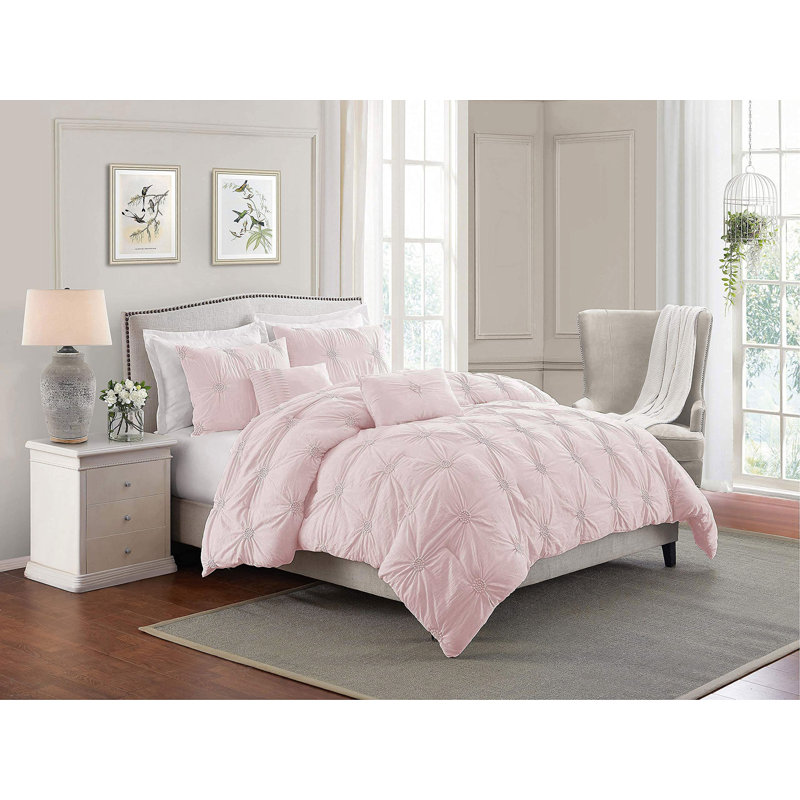 Rose Blush Full Microfiber Down Alternative Comforter Set