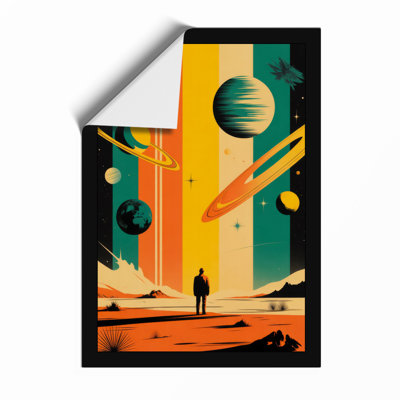 Desert Under Stars Retro - Framed Print