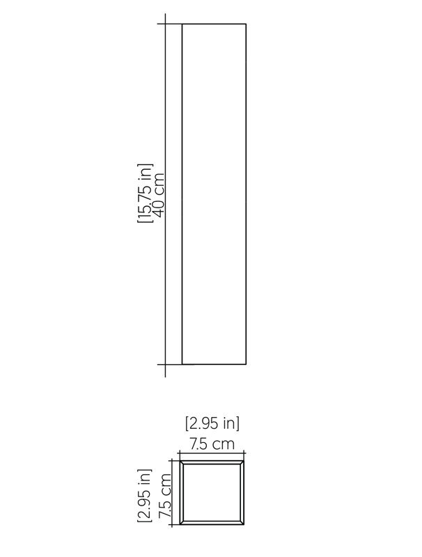 Linea 1 - Light LED Flush Mounted Sconce, 15.75" H x 2.95" W x 2.95" D, Organic Gray