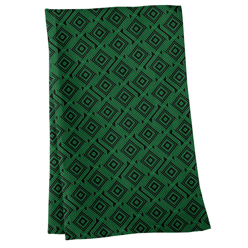 Serviette de thé à labyrinthe carré, Sergé de coton, Vert
