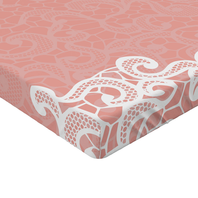 Drap-housse orange Ambesonne, Drap-housse pour lit simple TG, Blanc / oriental corail