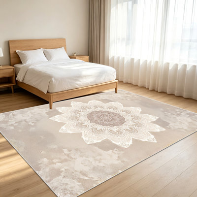1 tapis Boho de style mandala pour le salon, doux et confortable, adapté à toutes les saisons, facile à entretenir, tapis de sol intérieur lavable à la machine, sous la table de ferme convenant à la chambre à coucher, à la salle à manger, au patio, au balcon, au bureau, à la maison. .. ..