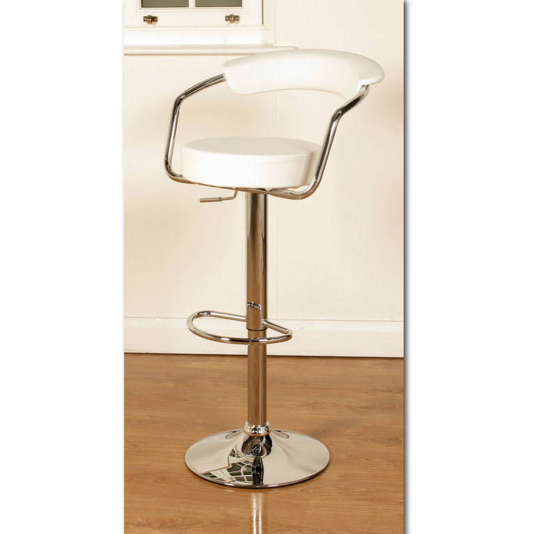 Swivel Yes Upholstered Faux Leather Yes Bar Stool, Milk