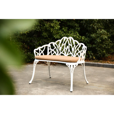 Banc d'extérieur en aluminium avec décoration florale pour jardin et meubles de jardin