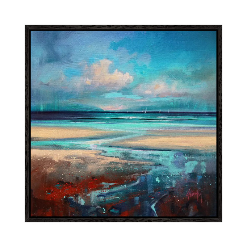 Cyan Sailing by Scott Naismith - Painting on Canvas, 66.04 cm H x 66.04 cm W, Black Framed