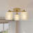 3-Light Brass Flush Mount Ceiling Light with Frosted Ribbed Glass Shades