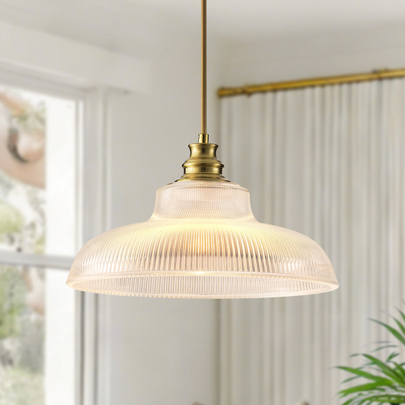 Luminaire suspendu en dôme 1 lumière, Doré