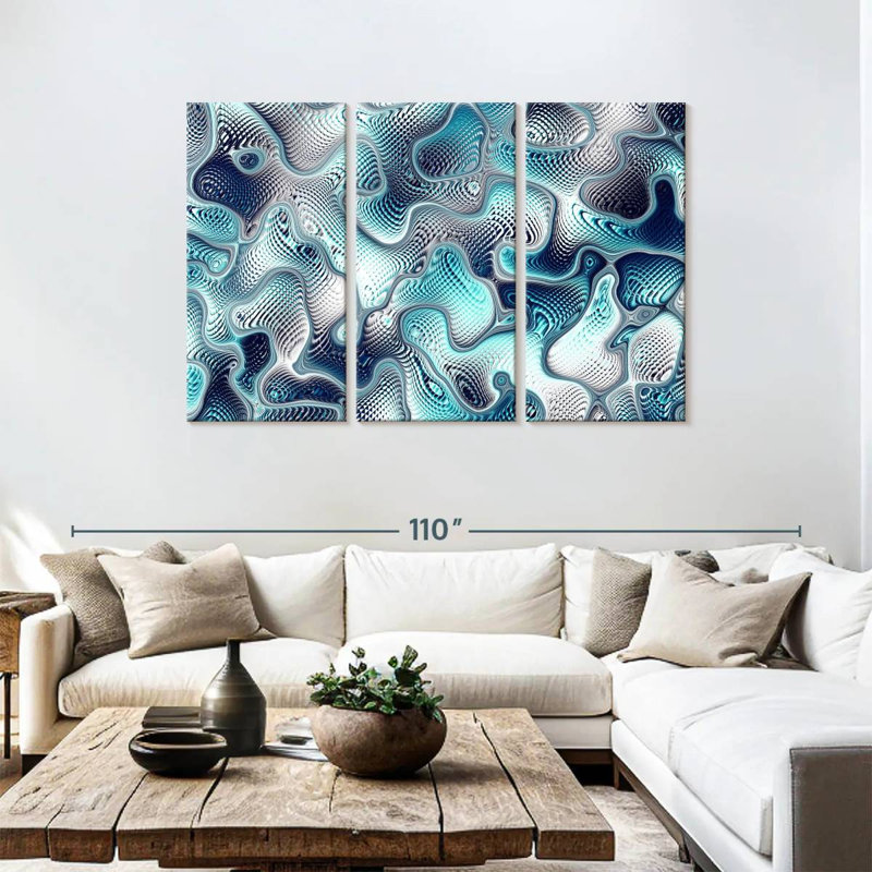 Fissures bleu sarcelle abstraites Avery, H 48 po x l 74 po