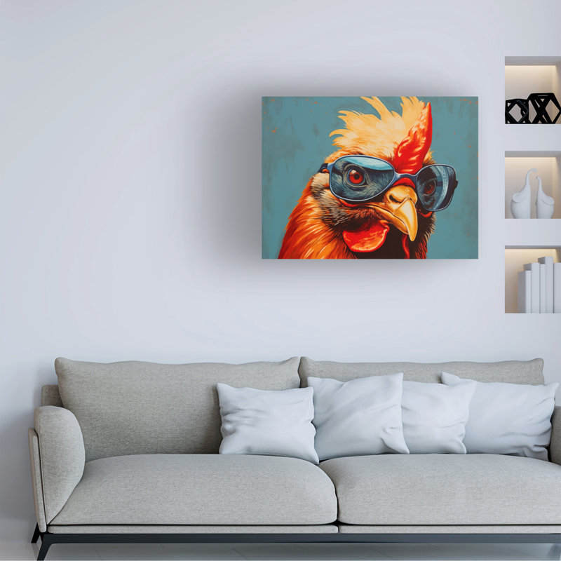 Art sur toile de poulet rétro Shawna Stewart, 35" H x 47" W