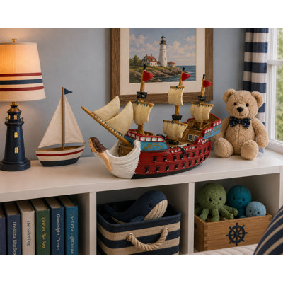Three Masted Ship With Mermaid Accent Figurine