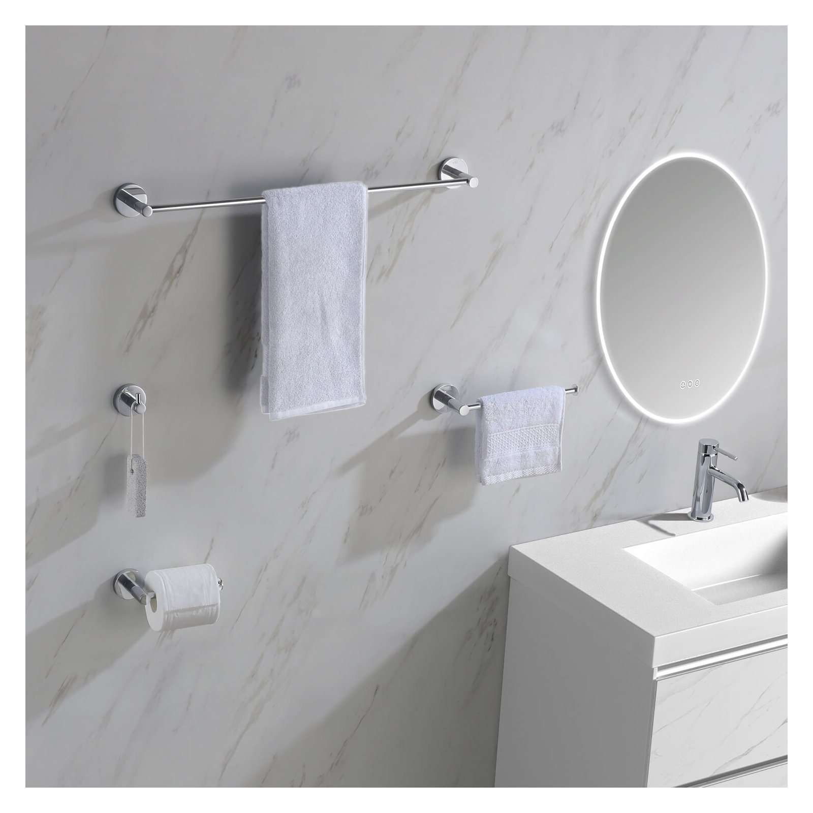 4 - Piece Bathroom Hardware Set, Chrome