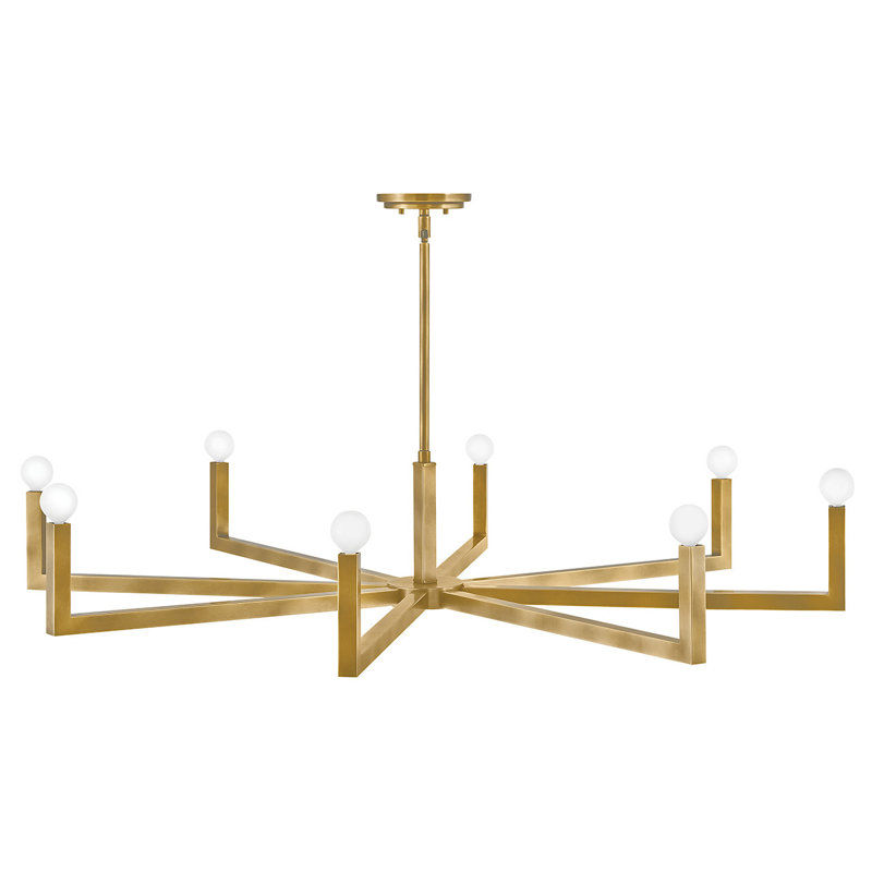 Ezra 8 - Light Steel Dimmable Chandelier, Heritage Brass