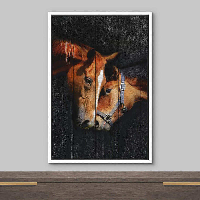 Courir, chevaux, effet de bois, panneau, mère, enfant, cheval, portrait, art numérique, ferme, faune rustique
