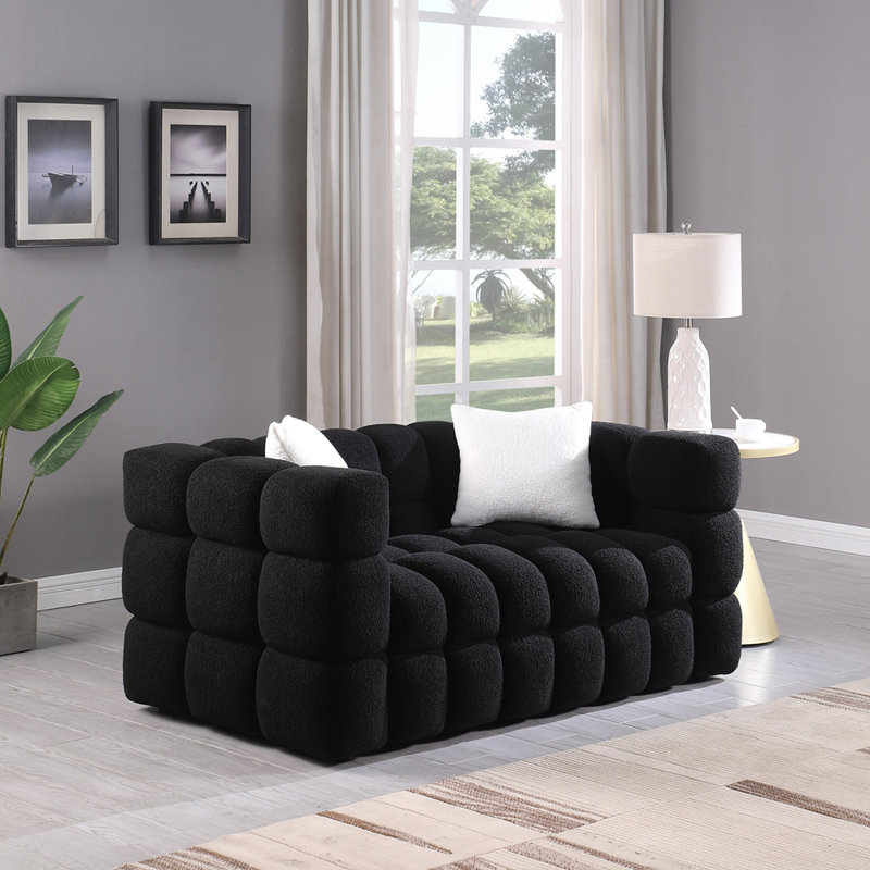 Canapé luxueux moelleux 2 places Boucle Upholstery, Noir