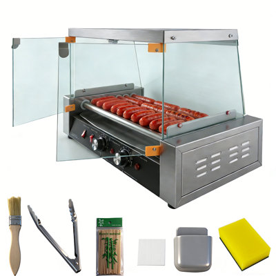 Hot Dog Roller Grill, 24 Hot Dog Capacity With 7 Rollers, 1050w Stainless Steel