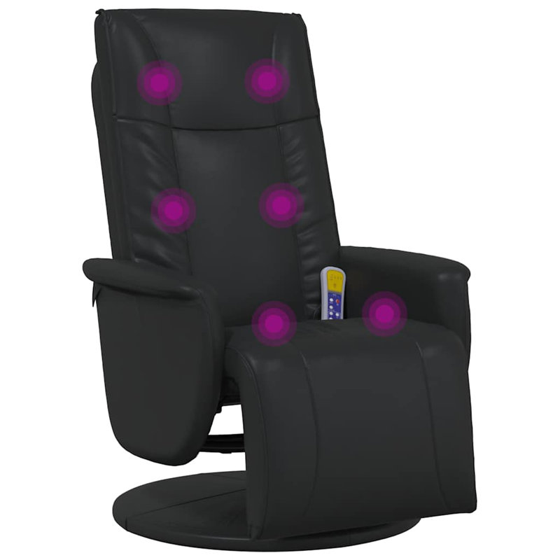 Fauteuil inclinable de massage Vidaxl, similicuir noir, métal, contreplaqué standard, Noir