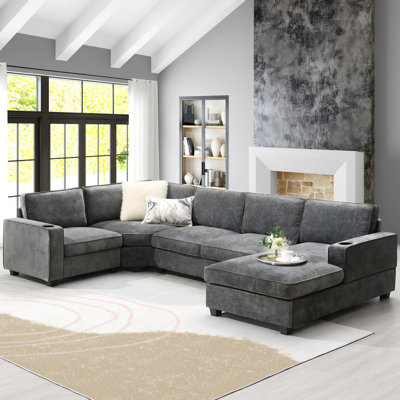 119" U-shaped 6-seater Chenille Sectional Sofa Set