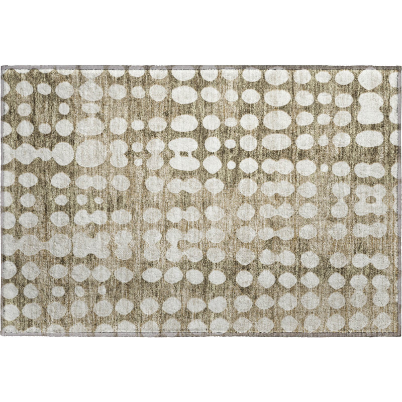 Premium Machine Washable Prisco Taupe Rug, Rectangle 1'8" x 2'6"