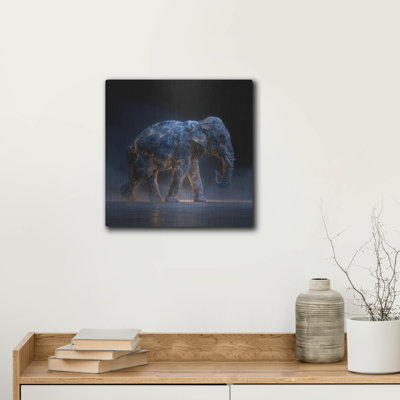  'Magestic Moonlight Elephant 3' by Ann Klee Metal Wall Art, 12" x 12"