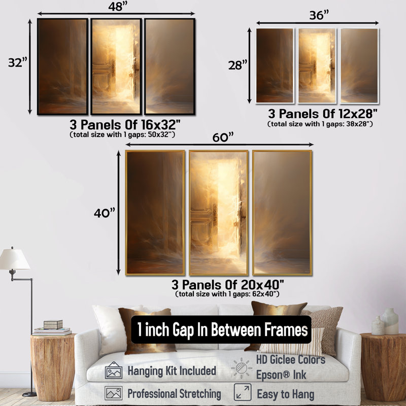 Yeadon - Farmhouse Door Wall Art Decor Set, Silver Floater Framed, 32" H x 48" W x 1" D