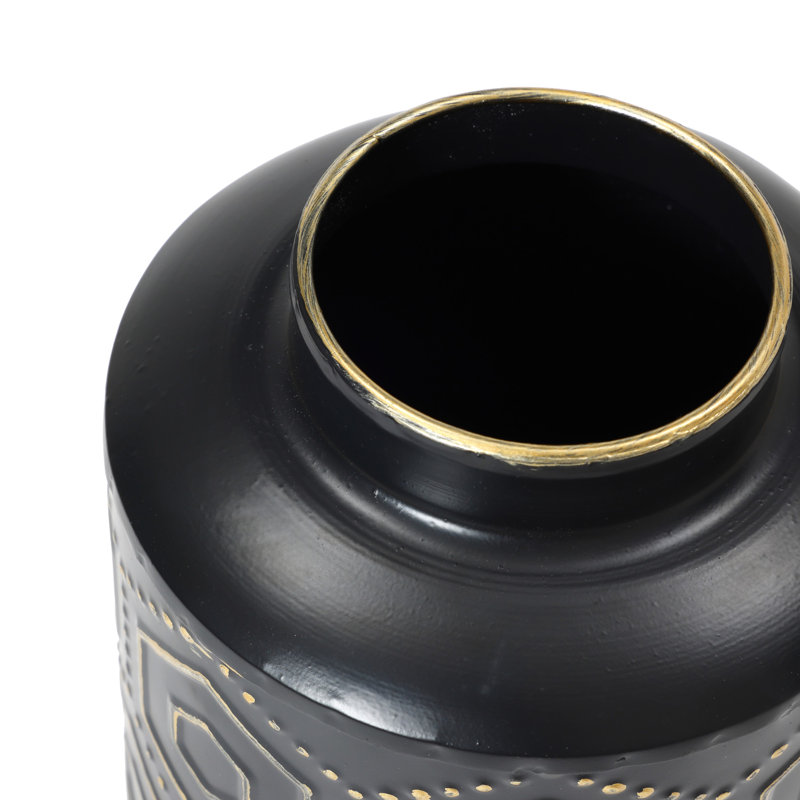 2-Piece Modern Geometric Metal Black Vases for Home Decor