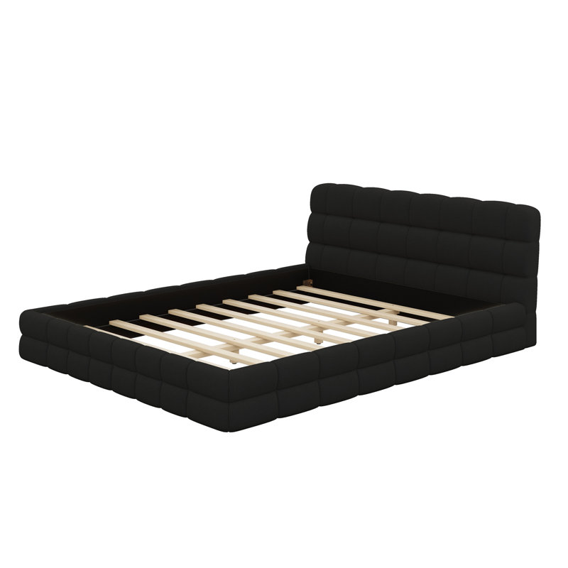 Lit plateforme en tissu d'ameublement, Noir