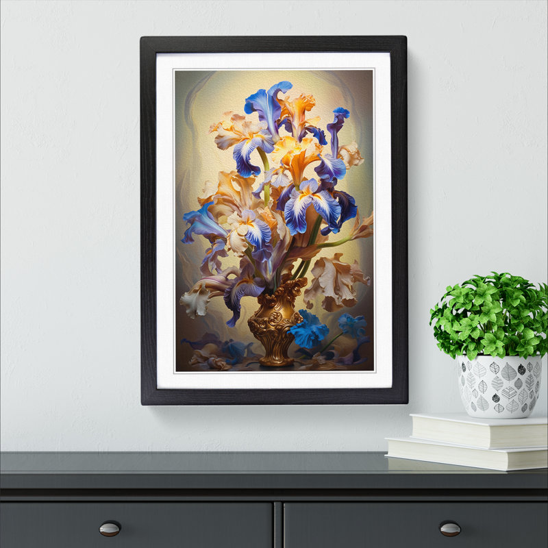 Iris Flower Baroque No.4 Framed Print, Black Framed, 64cm H x 46cm W x 2cm D