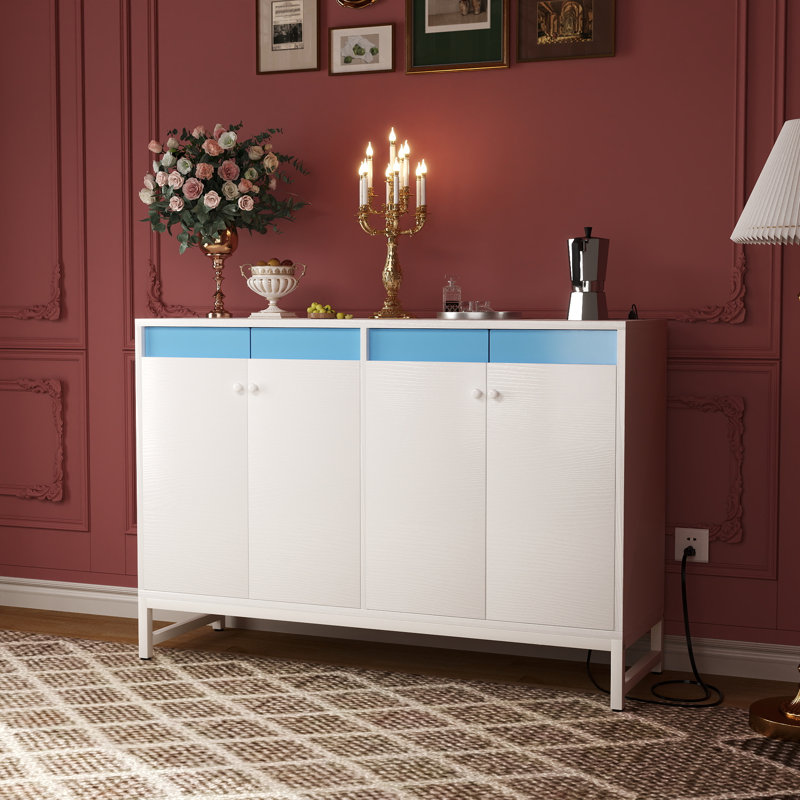 Armoire de rangement avec lumière DEL et prise de courant, Blanc