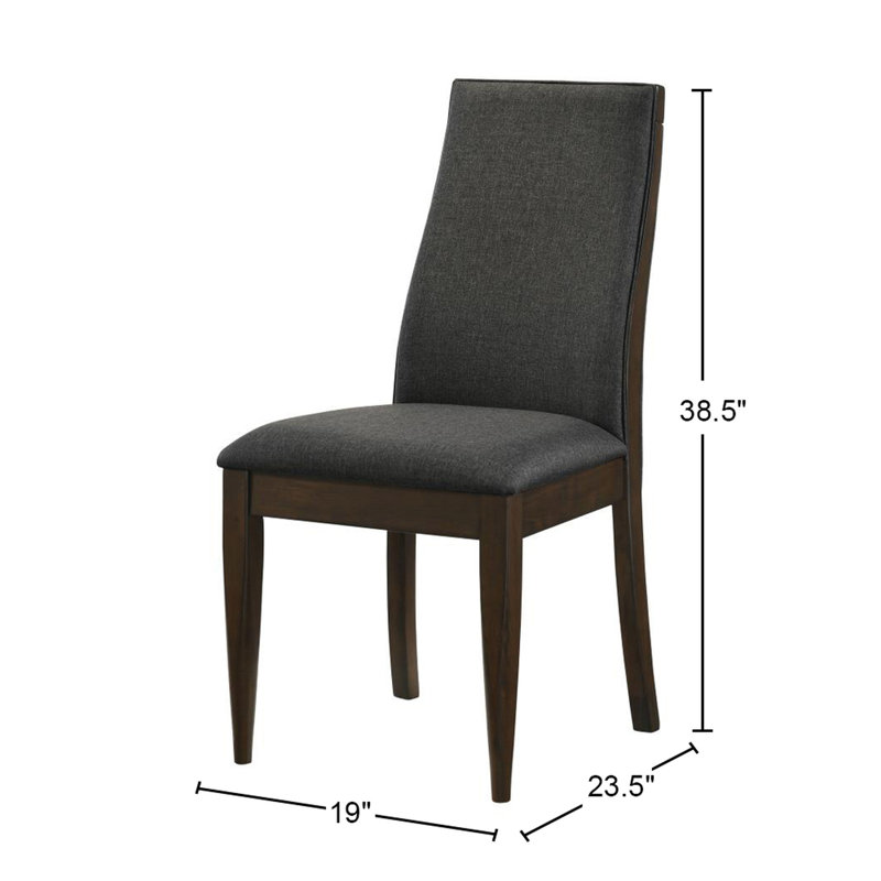 De 2 chaises de salle à manger en tissu gris et noyer foncé - élégant et pratique (2), finition moderne