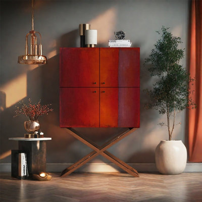 Armoire de rangement avec poignées en métal rétro