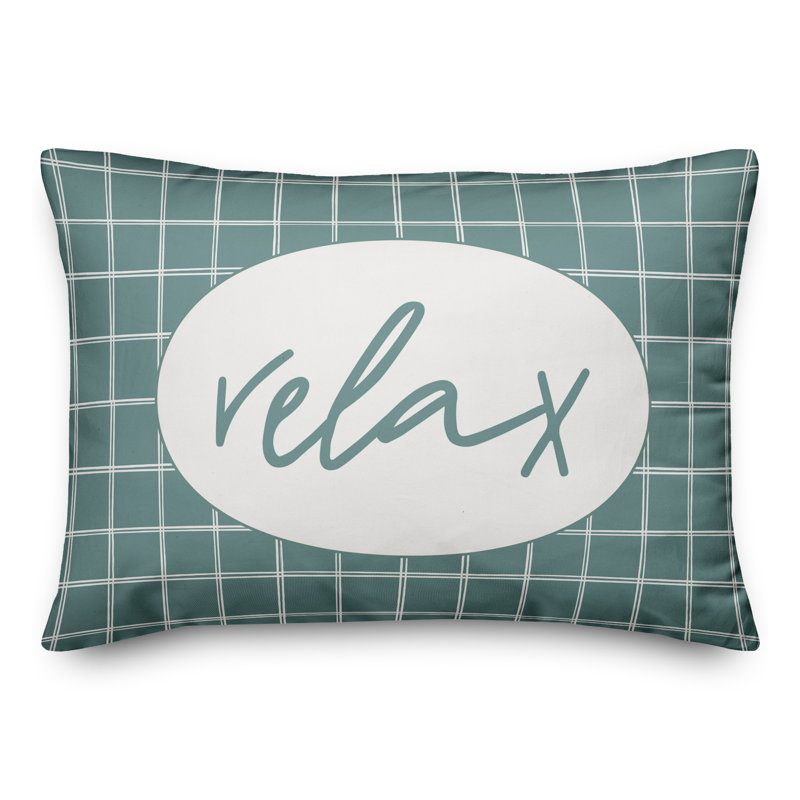 Plaid Outdoor Reversible Throw Pillow, Teal