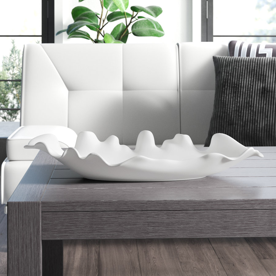 Ashrita Ruffled Feathers Modern White Bowl