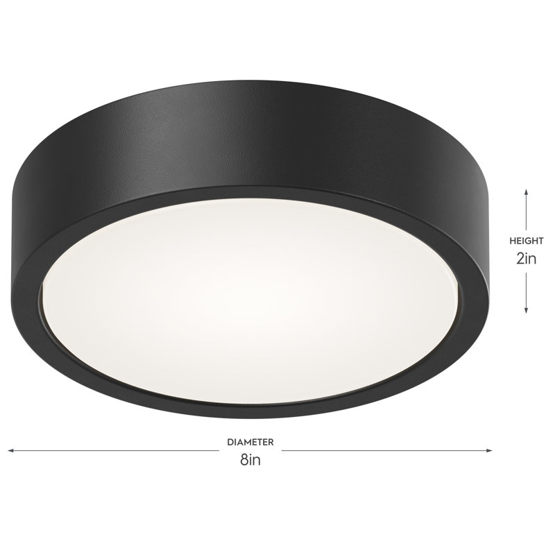 Ventilateur de plafond à 1 lumière à DEL intégré noir mat avec abat-jour incassable Rizo, Noir mat