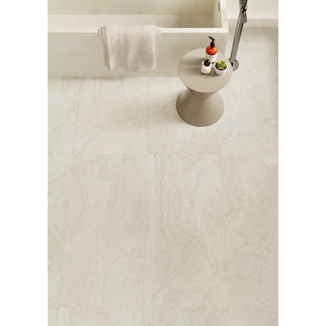 Modern Travertine 24"x48" Large Format Stone Look Porcelain Wall & Floor Tile Tile Market 