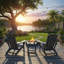 Ensemble de 2 chaises pliantes Adirondack d'extérieur avec table, PEHD toutes saisons, conception ergonomique pour patio, terrasse et jardin-1397538644