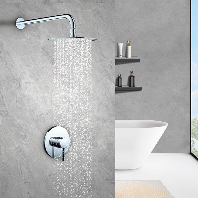 Topcraft 10-Inch Round Wall-Mounted Rain Shower System, Chrome