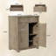 Armoire Huuhrin à cannelures avec rangement, étagères réglables, armoire Mid-Century en bois pour la cuisine, café, salon (gris clair)-118665773