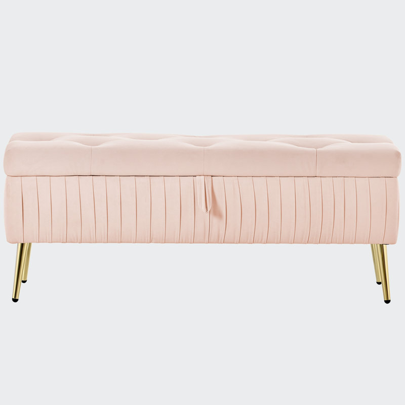 Mirsab Polyester Upholstered Storage Bench, Pink