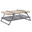 Table basse élégante en chêne et gris sable pour le salon - construction, plateau en bois composite, structure en métal rustique moderne avec détails